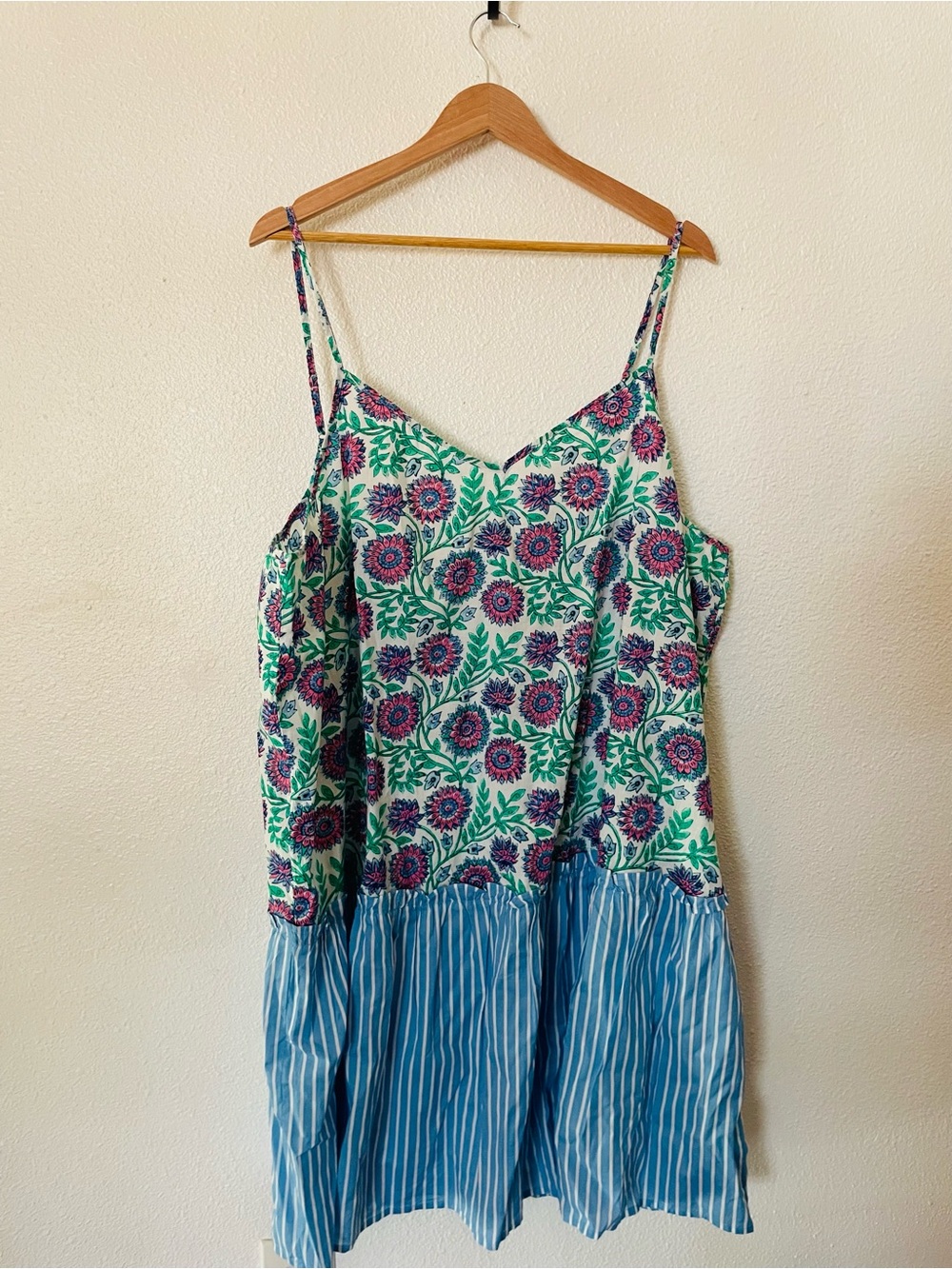 J.CREW Dress Womens 3X Plus Multicolor Floral Sundress Short V-Neck Strappy NWT